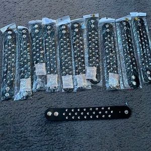 Black leather bracelets kids size